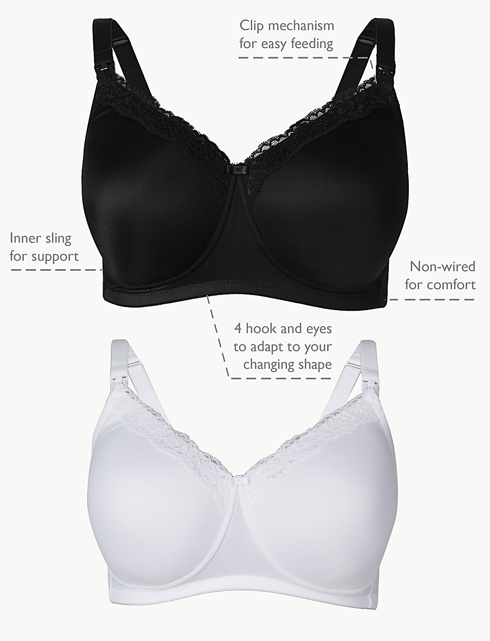 2pk Maternity Padded T-Shirt Full Cup Bras B-G