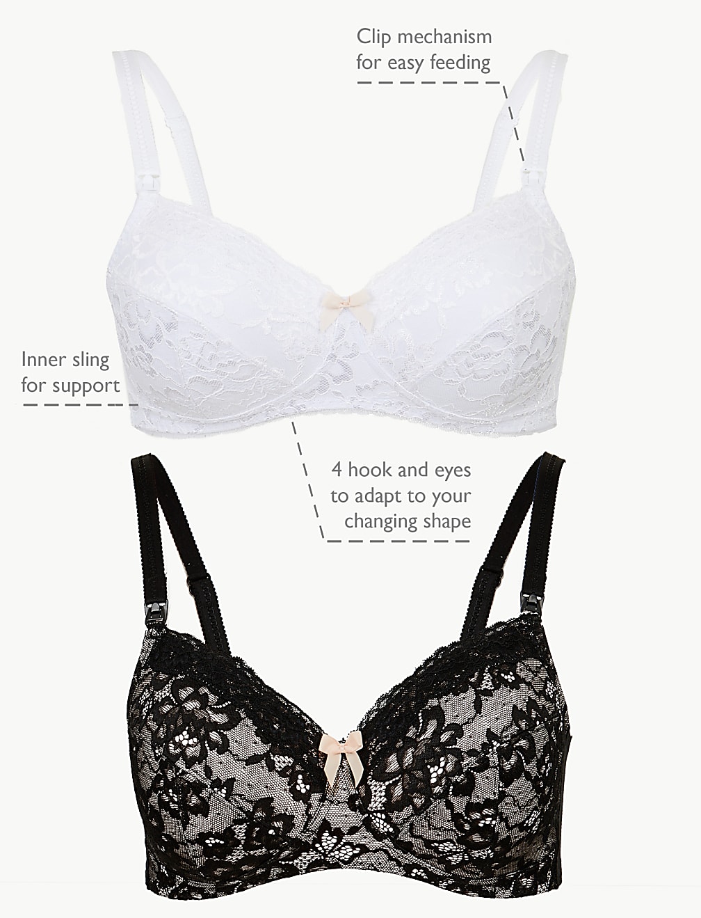 2 Pack Non-Padded Full Cup Nursing Bras B-G