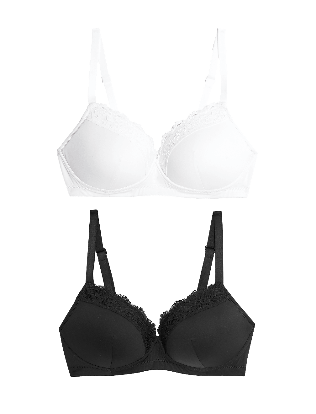 2pk Lace Trim Post Surgery Bras A-E