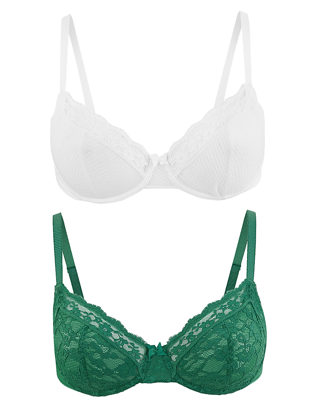 2pk Lace & Mesh Full Cup Bras A-E