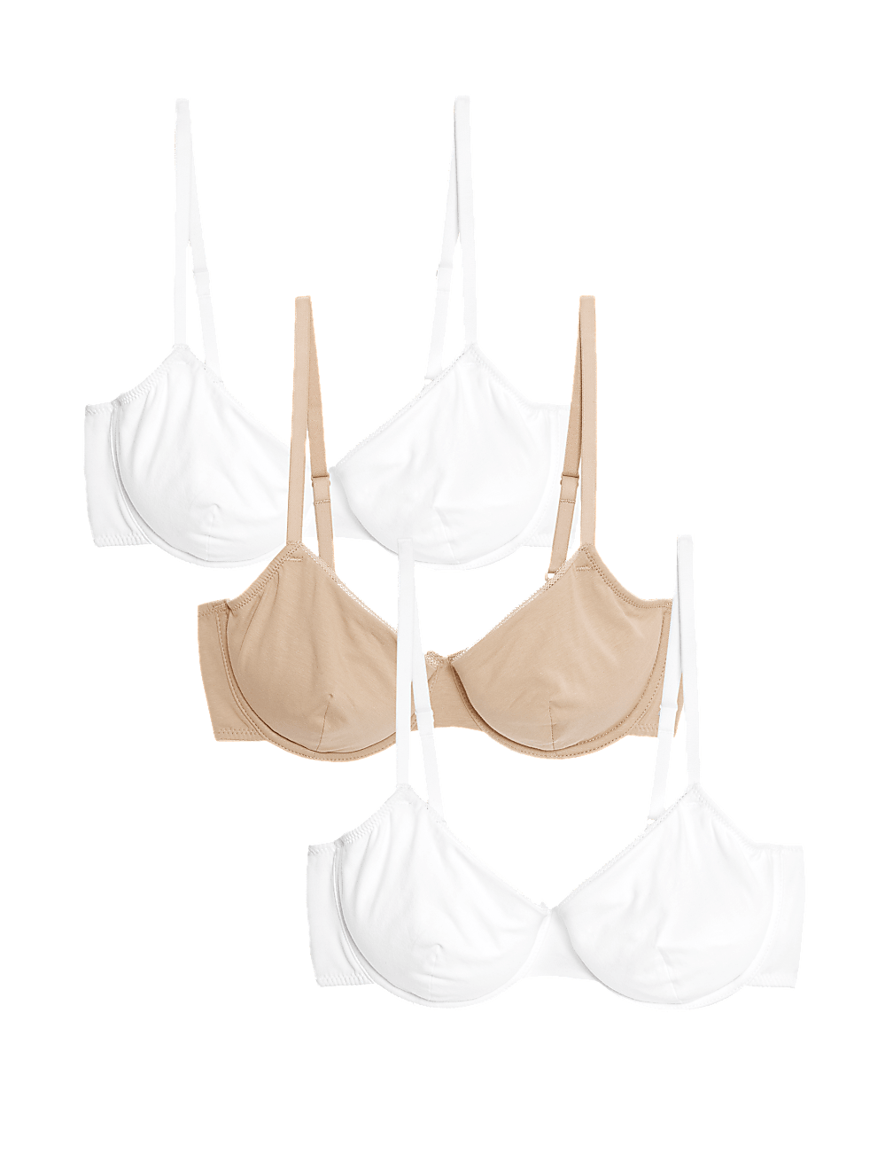 3pk Cotton Wired Full Cup Bras A-E