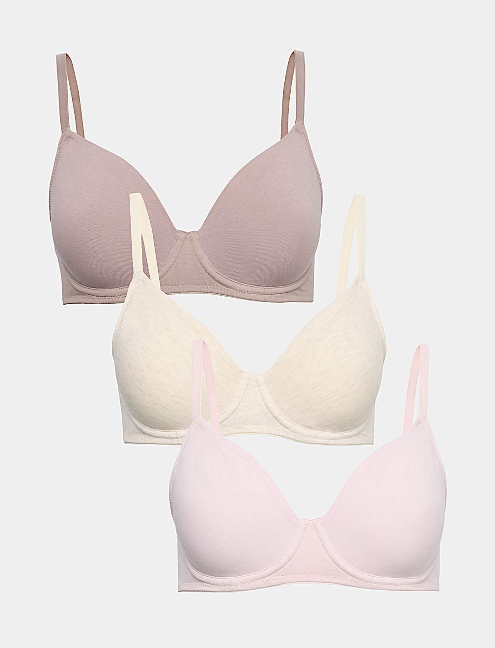 3 Pack Cotton Rich Wired Full Cup Bras (A-E)