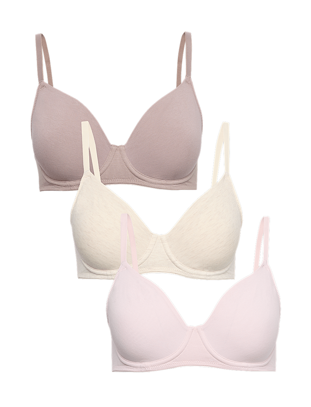 3 Pack Cotton Rich Wired Full Cup Bras (A-E)