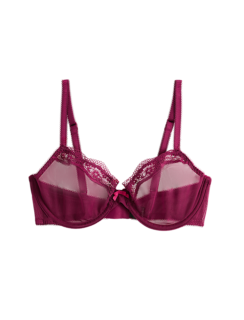 Jasmine Lace Sheer Wired Demi Cup Bra A-E