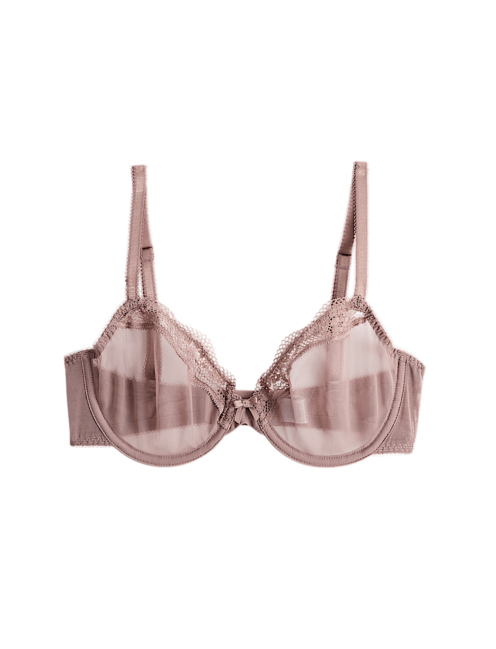 Jasmine Lace Sheer Wired Demi Cup Bra (A-E)