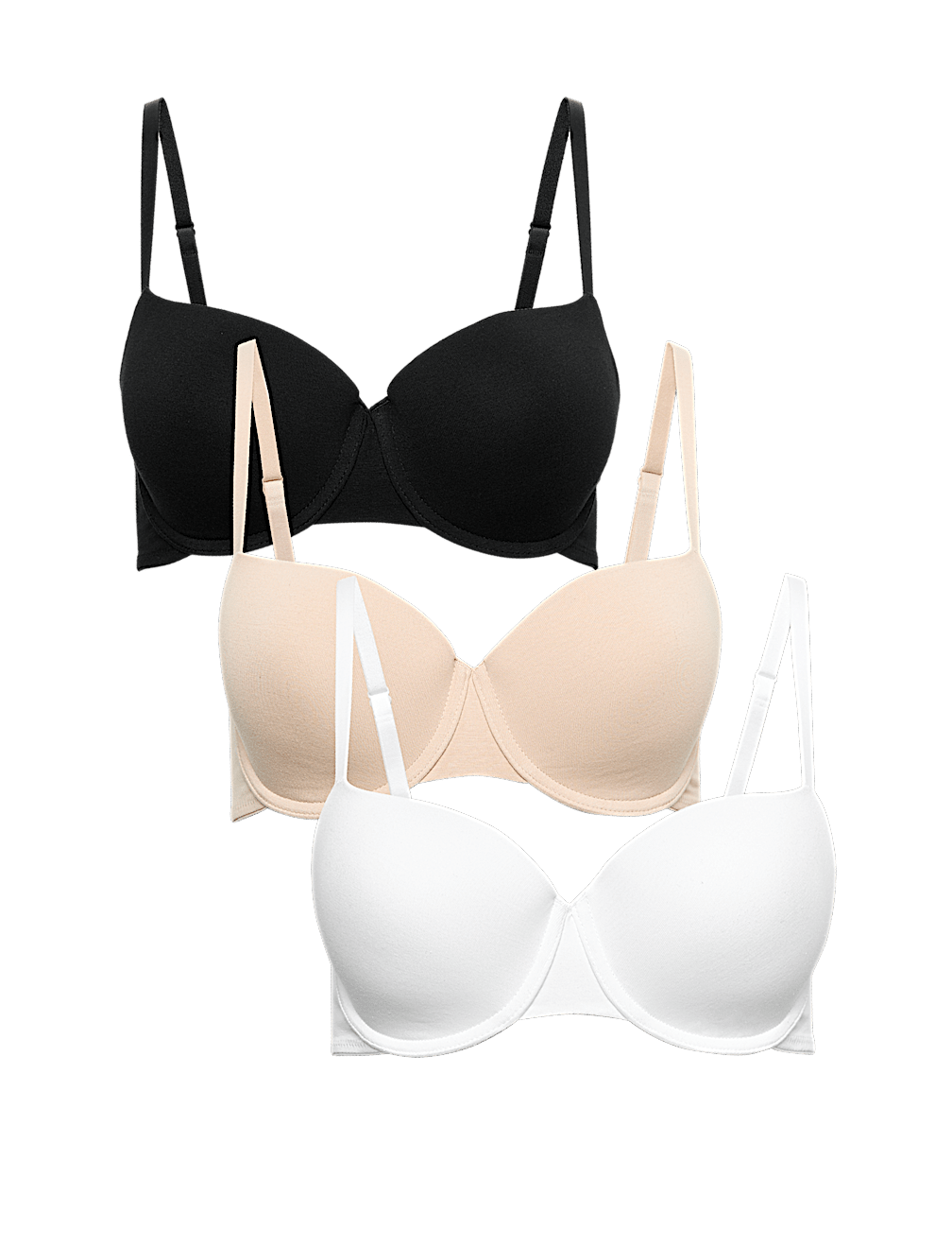 3pk Cotton Rich Wired Balcony Bras A-E