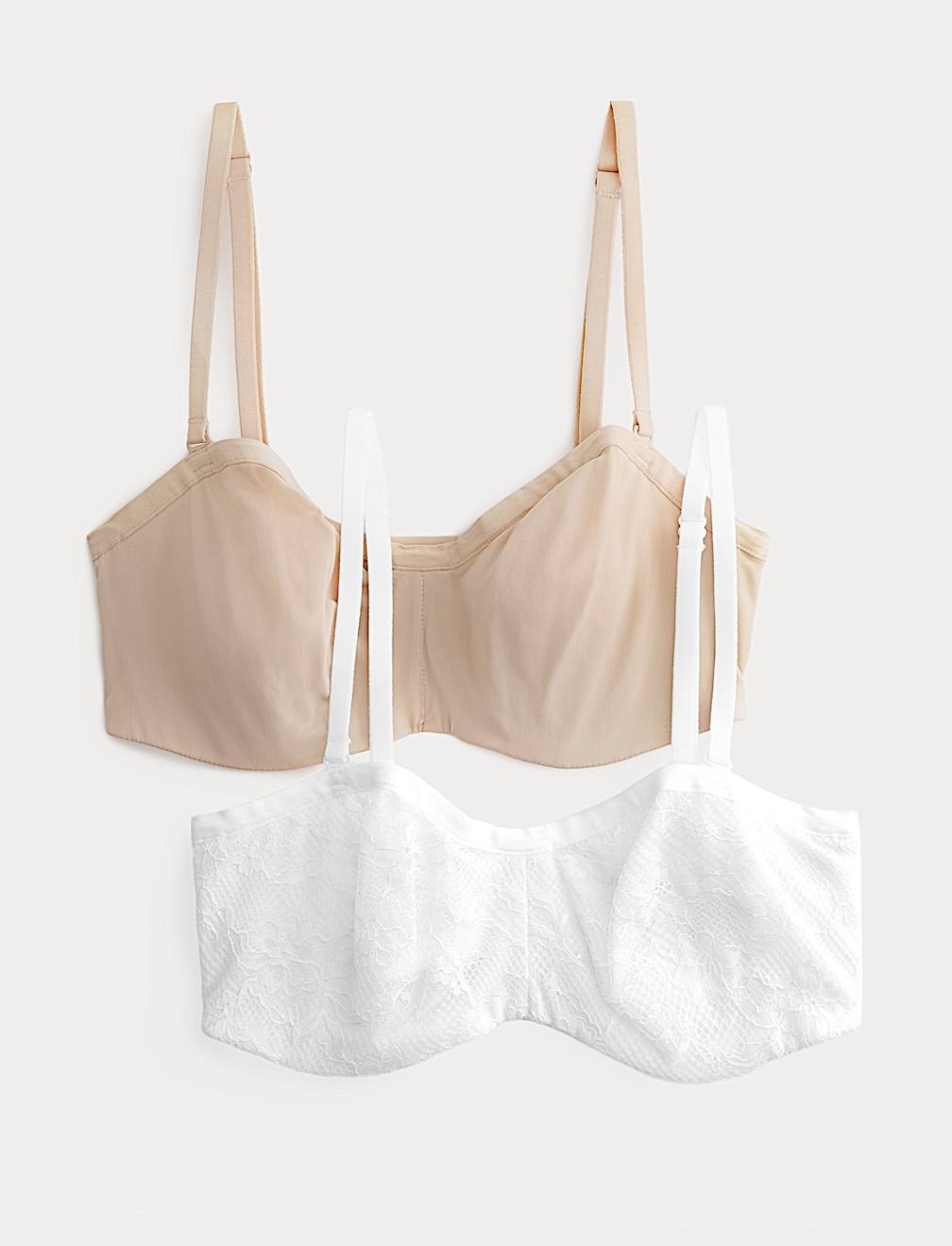 2 Pack Jasmine Lace Wired Strapless Bras (A-E)