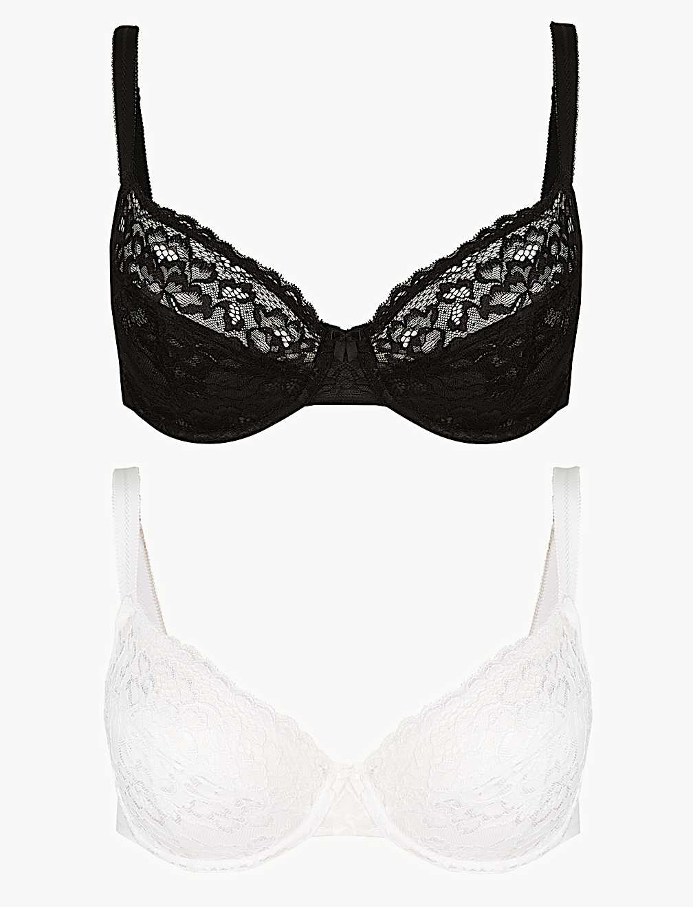 2 Pack Louisa All Over Lace Non-Padded Full Cup Bras B-DD