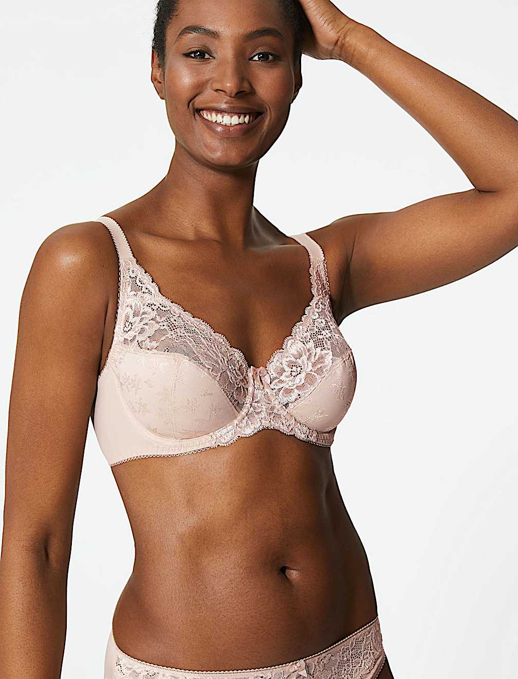 Jacquard & Lace Non-Padded Full Cup Bra A-D
