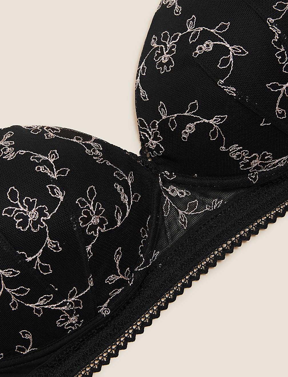 Archive Embroidery Non Wired Plunge Bra A-E