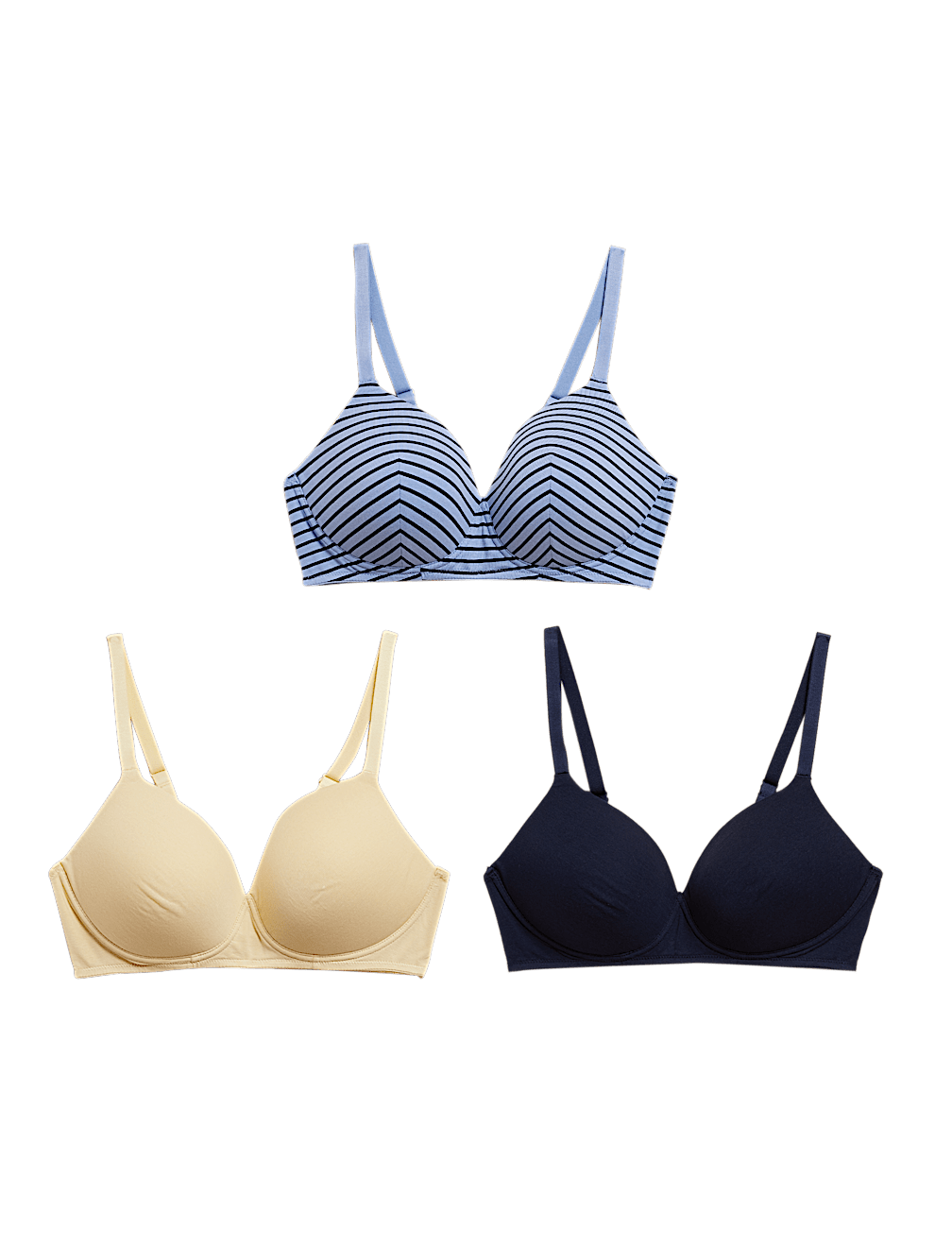 3pk Cotton Non Wired Full Cup T-Shirt Bra A-E