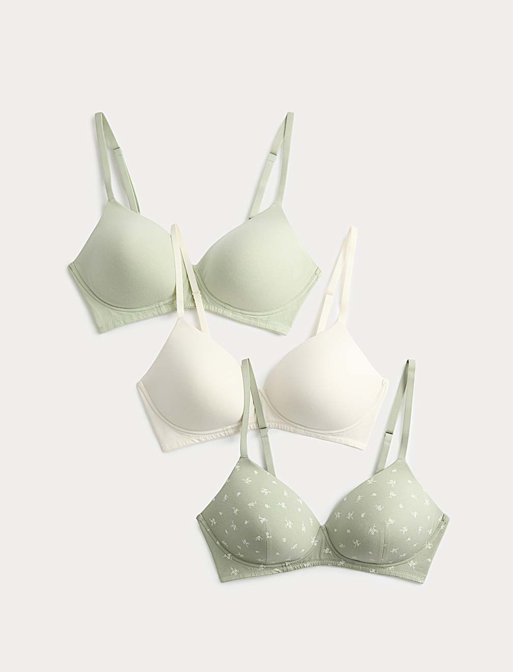 3pk Cotton Non Wired Full Cup T-Shirt Bra A-E