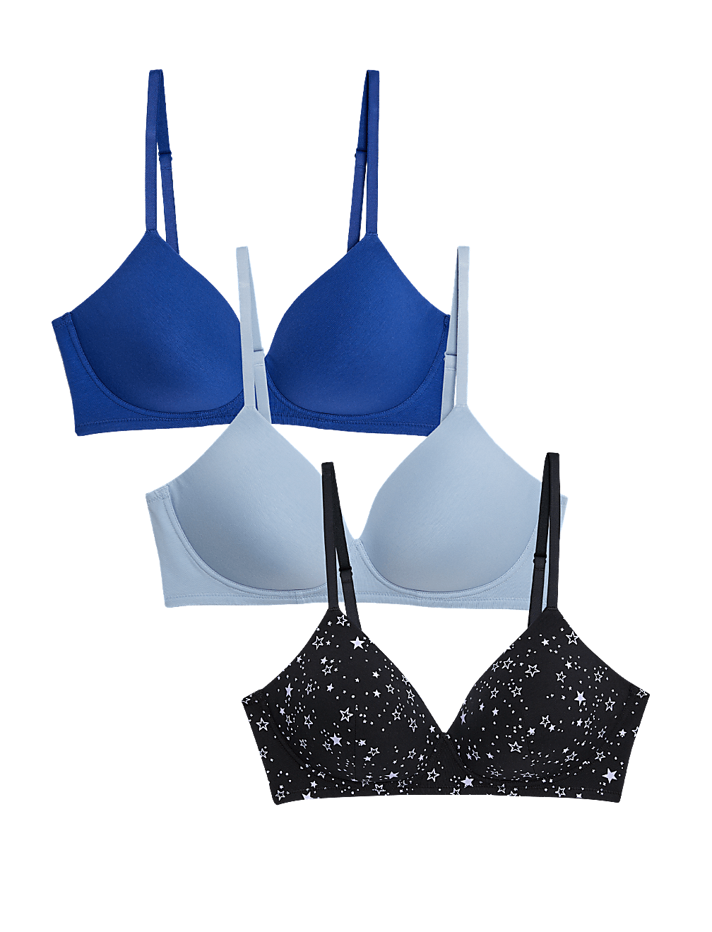 3pk Cotton Rich Non Wired T-Shirt Bras (A-E)