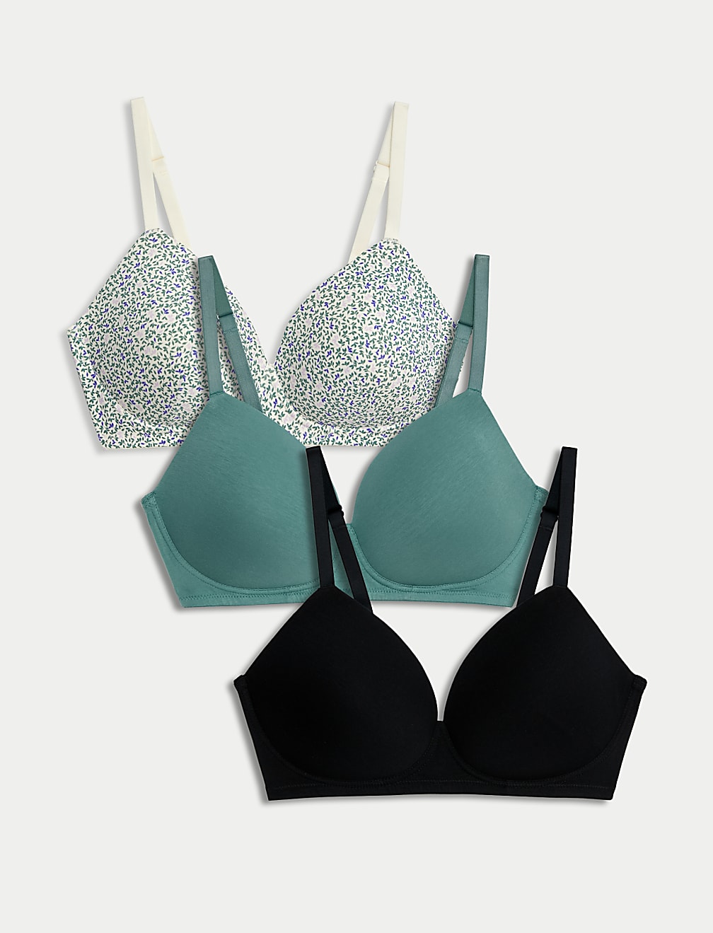3pk Cotton Rich Non Wired T-Shirt Bras (A-E)