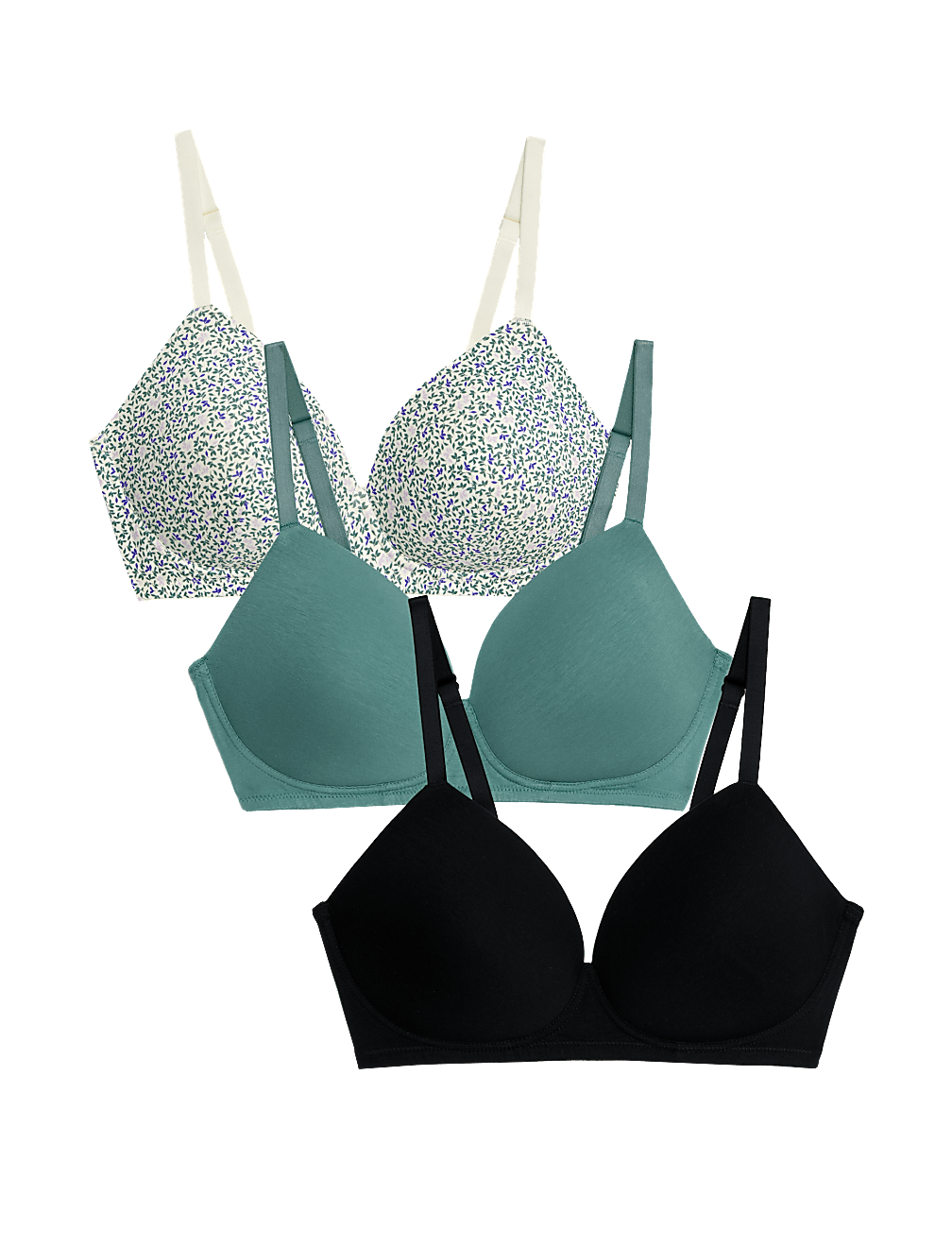 3pk Cotton Rich Non Wired T-Shirt Bras (A-E)