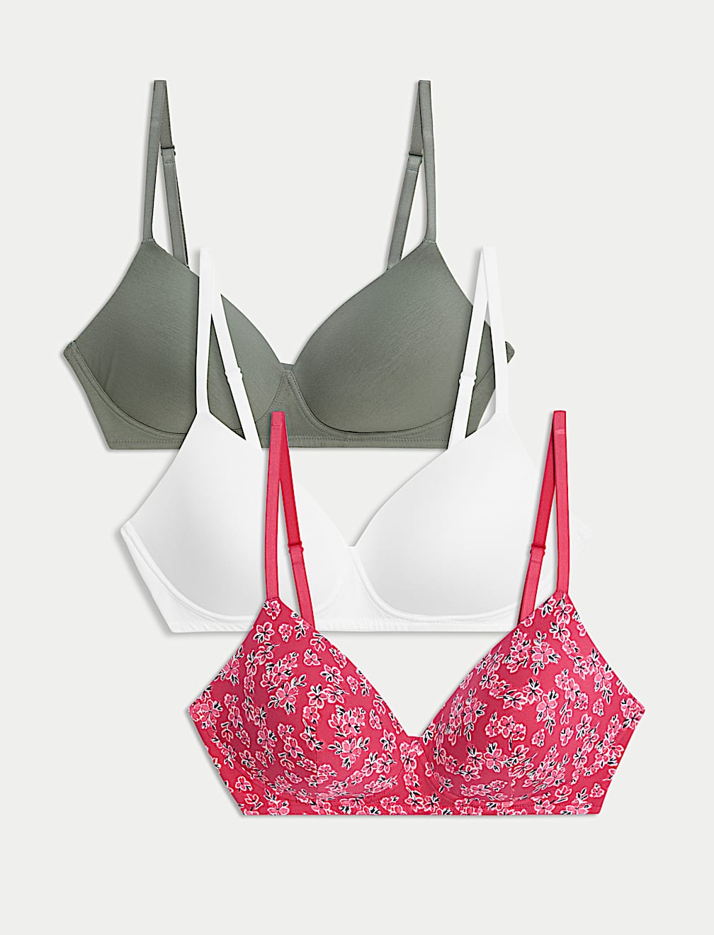 3pk Cotton Rich Non Wired T-Shirt Bras (A-E)