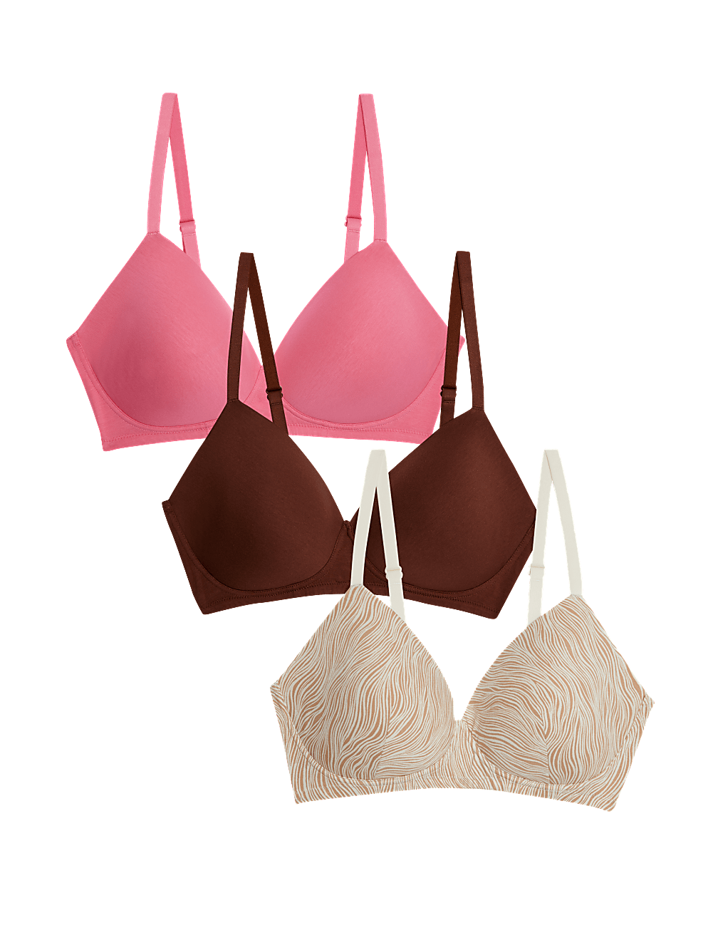 3pk Cotton Rich Non Wired T-Shirt Bras (A-E)