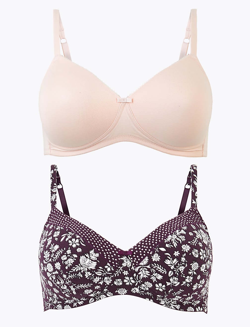 2 Pack Printed Full Cup Bras A-DD