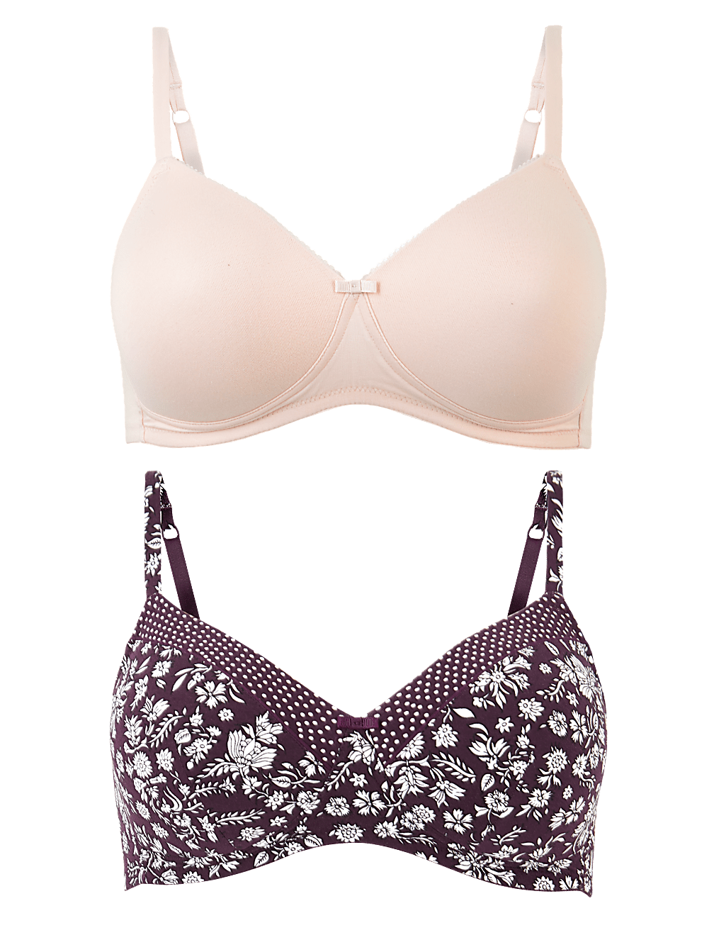 2 Pack Printed Full Cup Bras A-DD