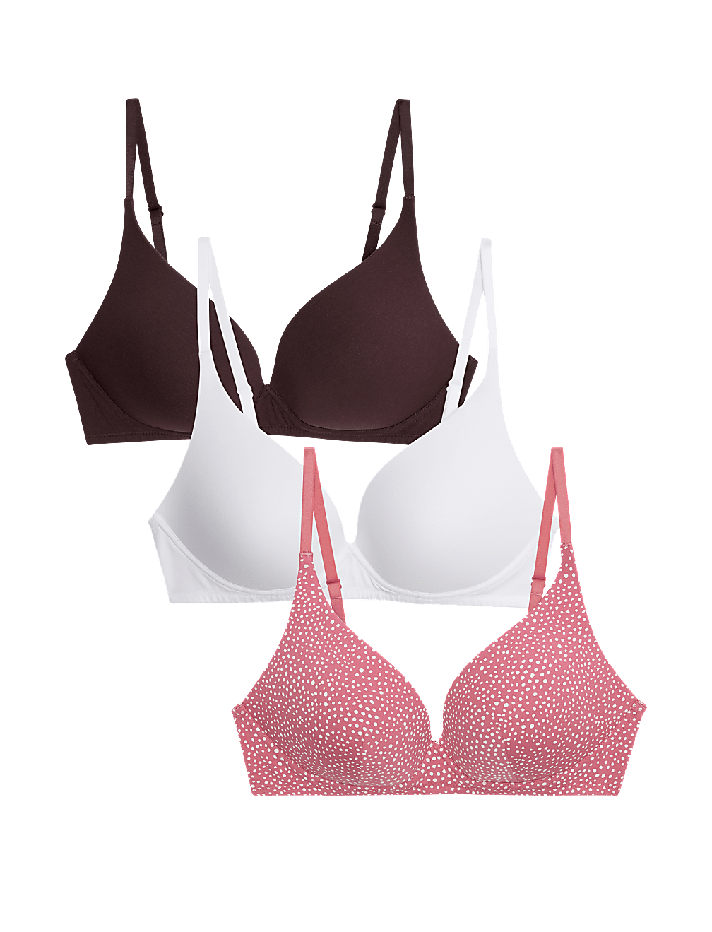3pk Cotton Rich Non Wired T-Shirt Bras