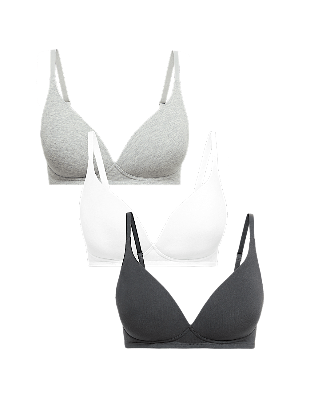 3pk Non Wired Plunge T-Shirt Bras A-E