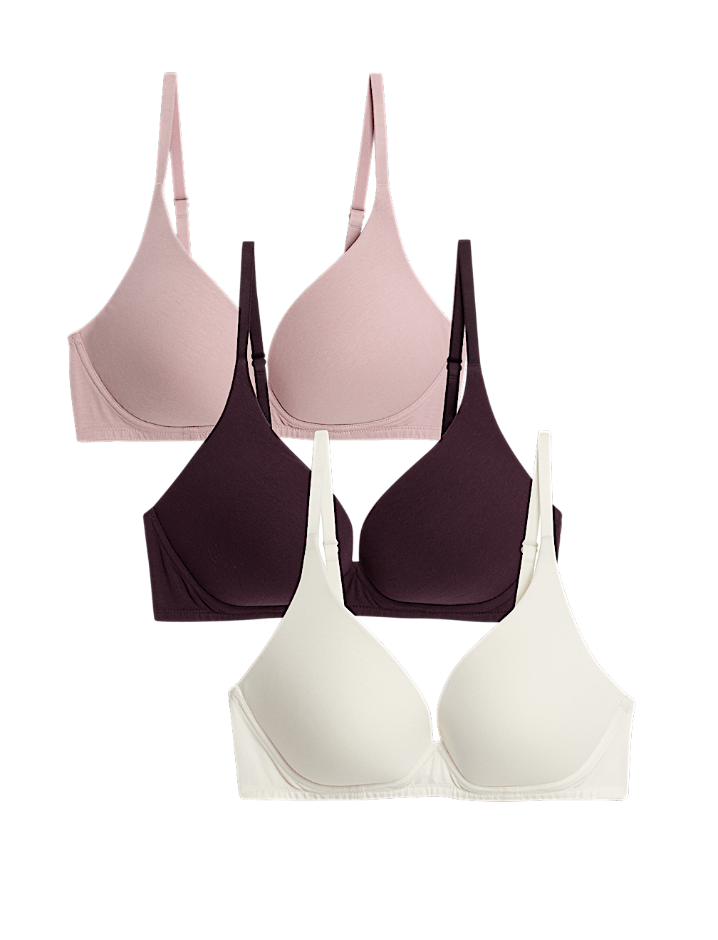 3pk Non Wired Plunge T-Shirt Bras A-E