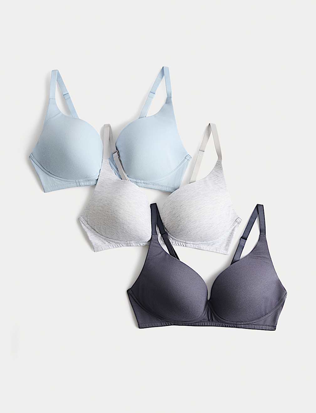3pk Non Wired Plunge T-Shirt Bras A-E