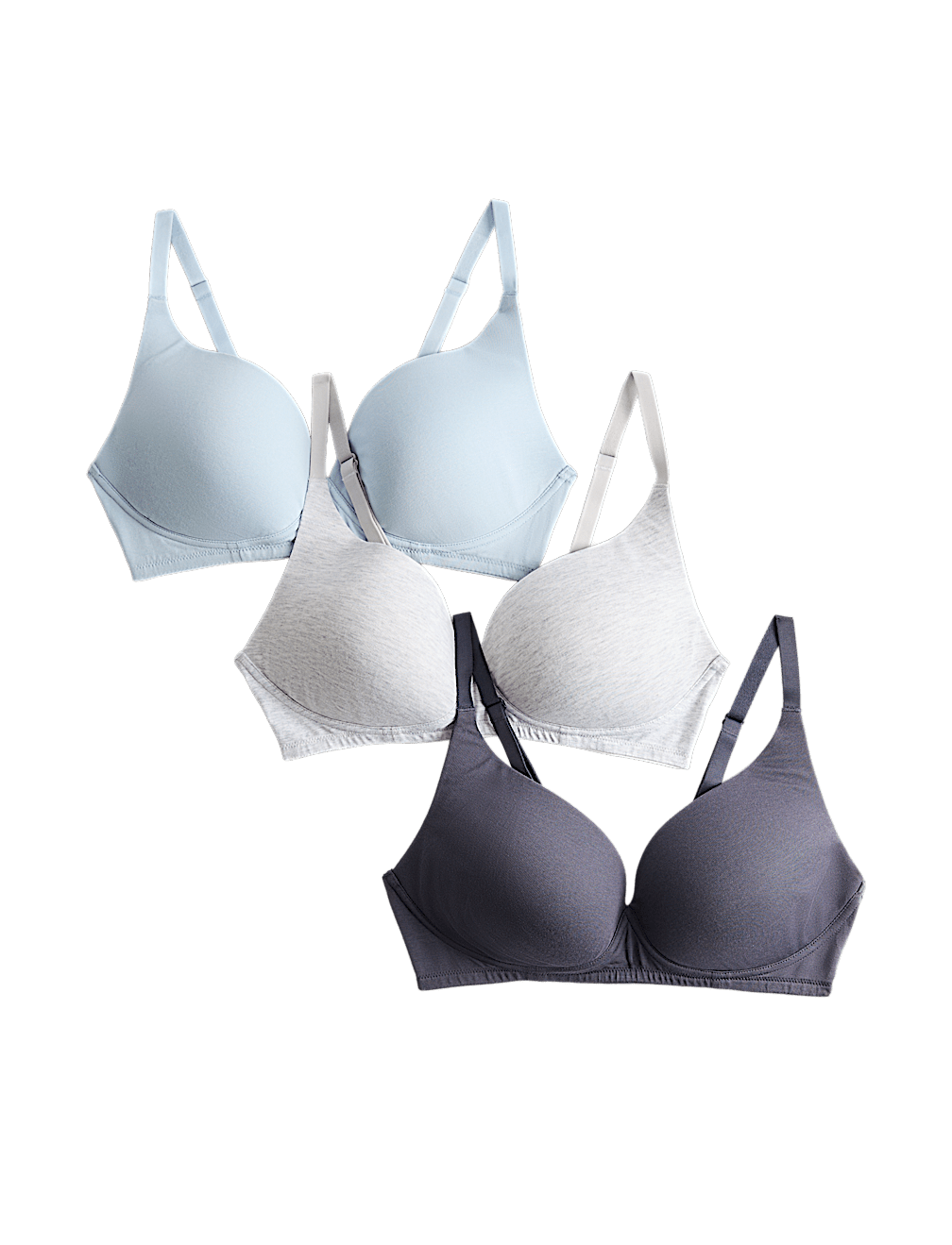 3pk Non Wired Plunge T-Shirt Bras A-E