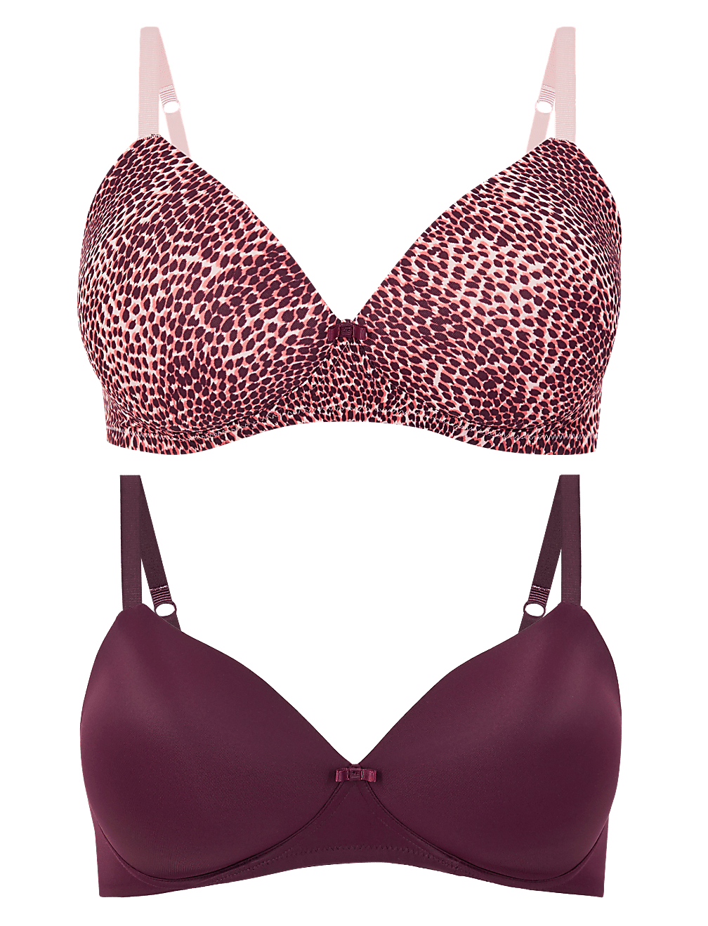 2 Pack Non-Wired Padded Full Cup Bras A-DD