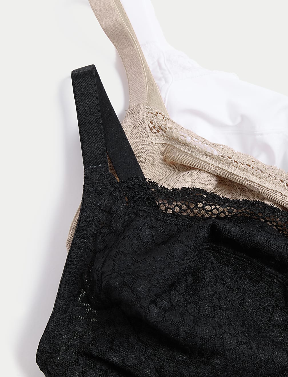 3pk Lace Trim Non Wired Bralettes F-H