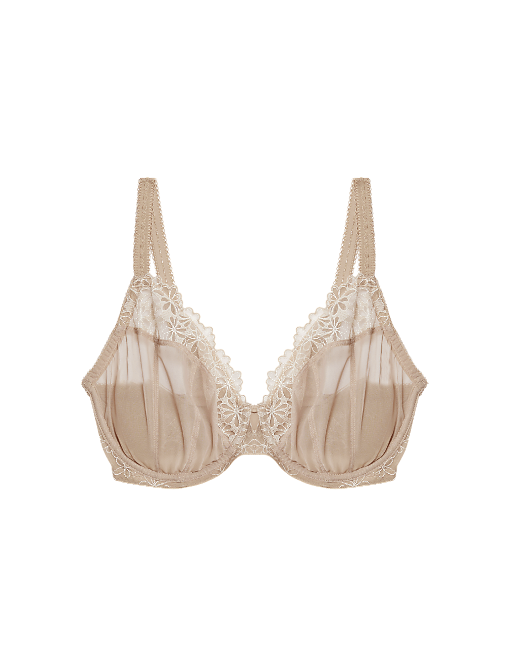 Daisy Embroidery Wired Plunge Bra F-H