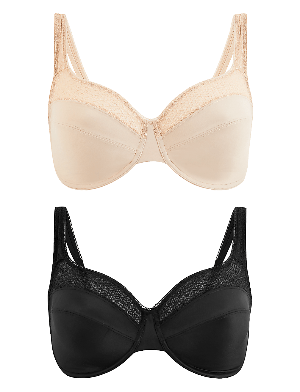 2pk Geometric Lace Minimiser Full Cup Bras