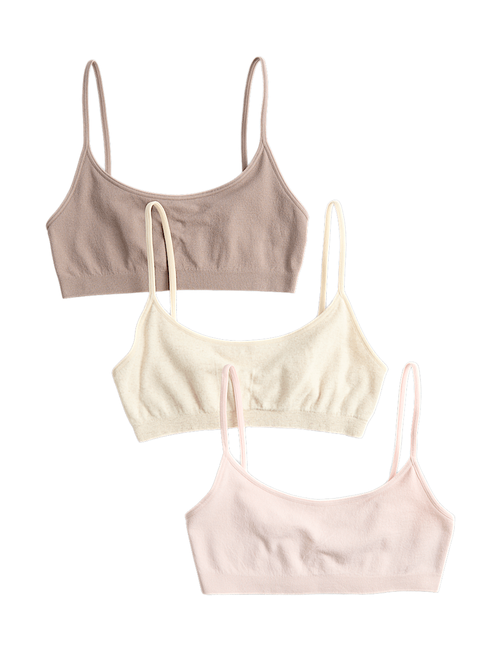 3 Pack Seamless Non Wired Micro Crop Tops