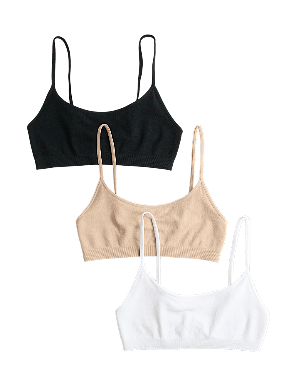3 Pack Seamless Non Wired Micro Crop Tops