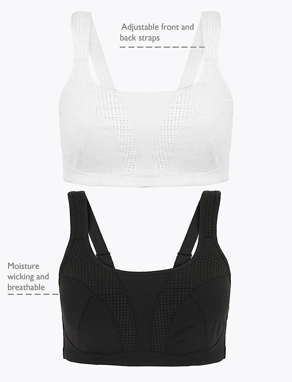 2pk Ultimate Support Non-Wired Sports Bras A-H