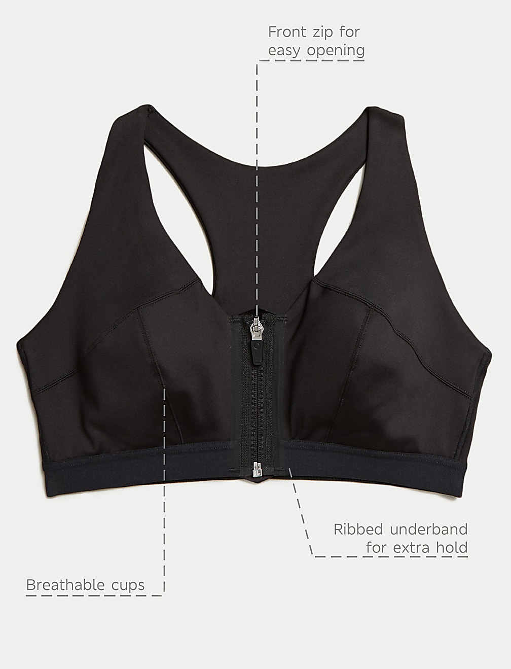 Ultimate Support Zip Front Sports  Bra F-H