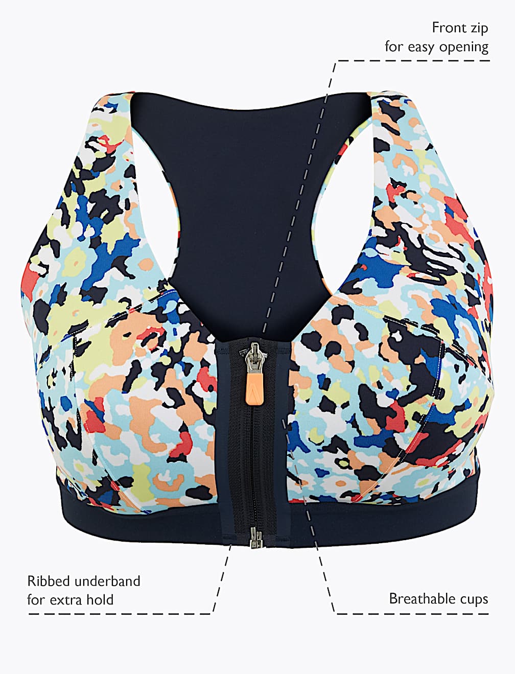 Extra High Impact Zip Front Sports Bra A-H