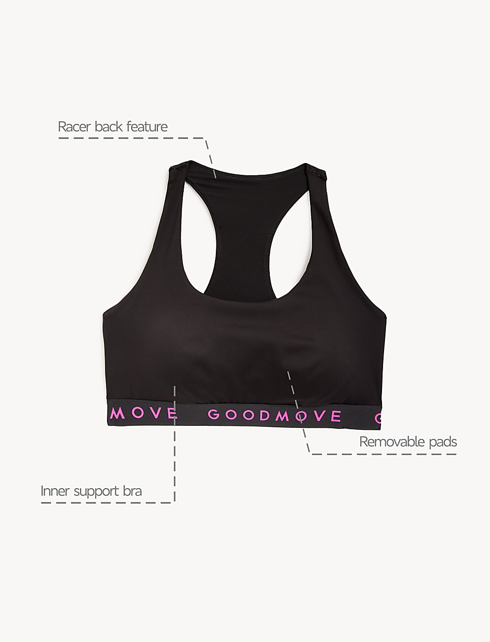 Medium Support Non Wired Crop Top A-E