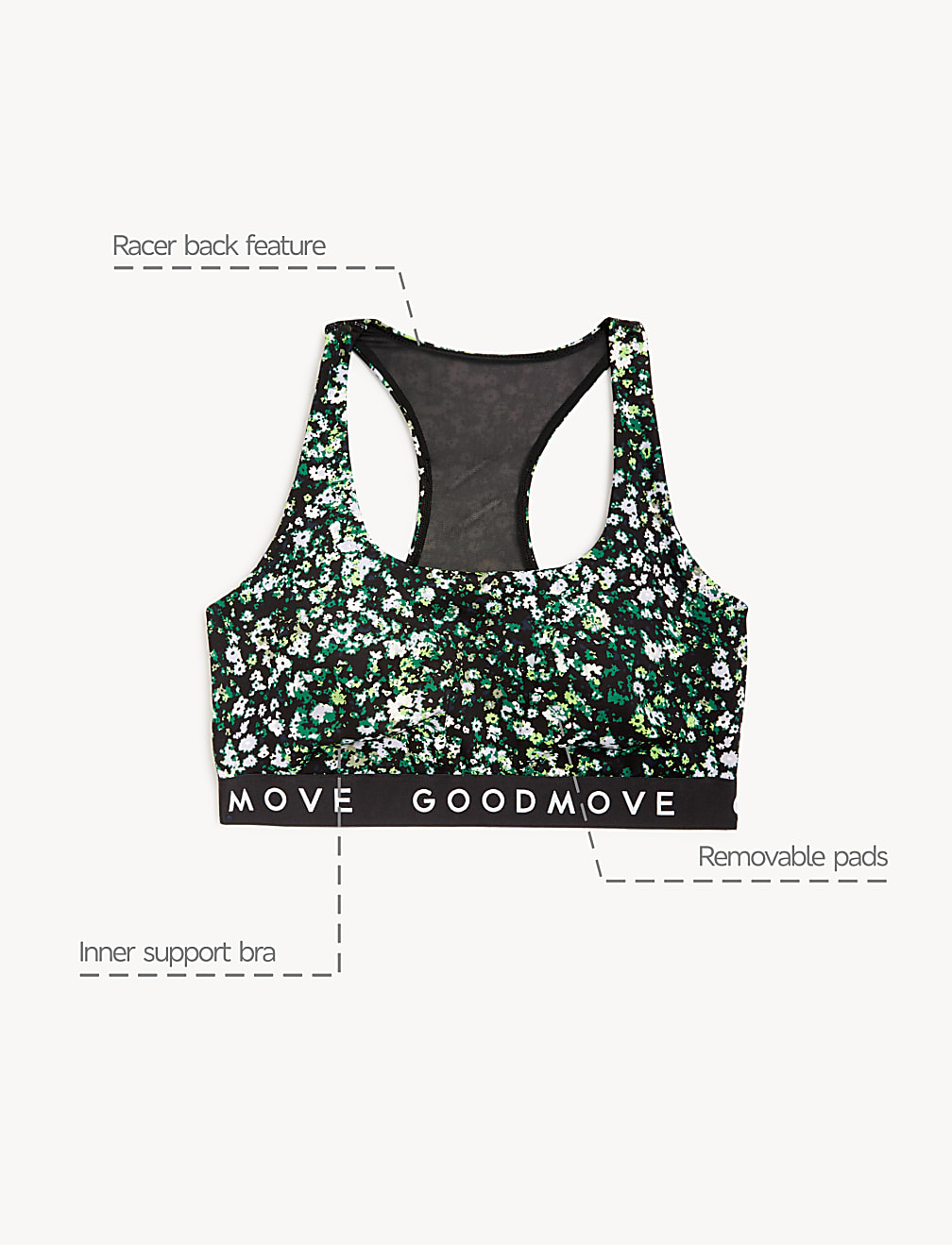 Medium Support Non Wired Crop Top A-E