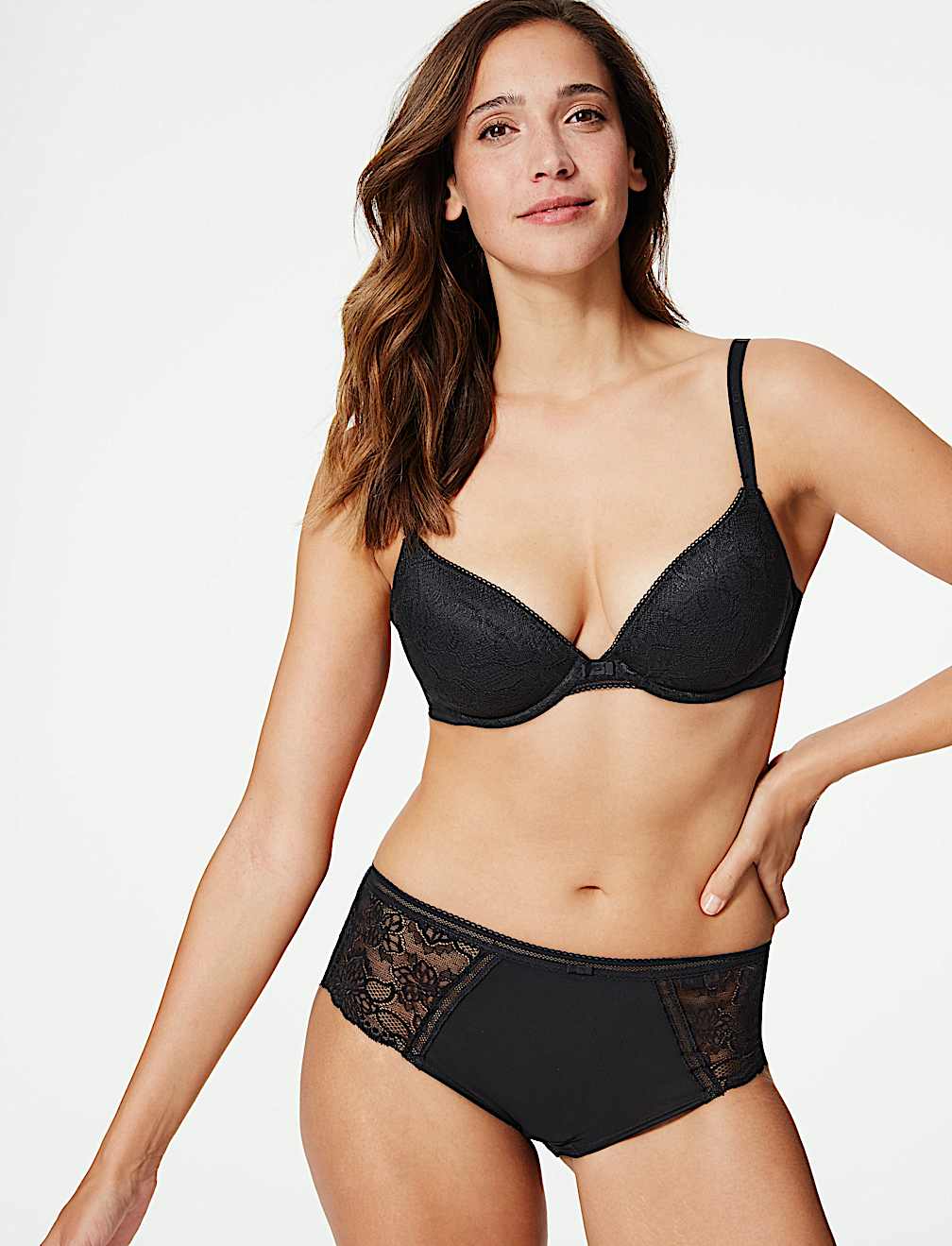 Body&trade; Lace Padded Push-up Plunge Bra A-E