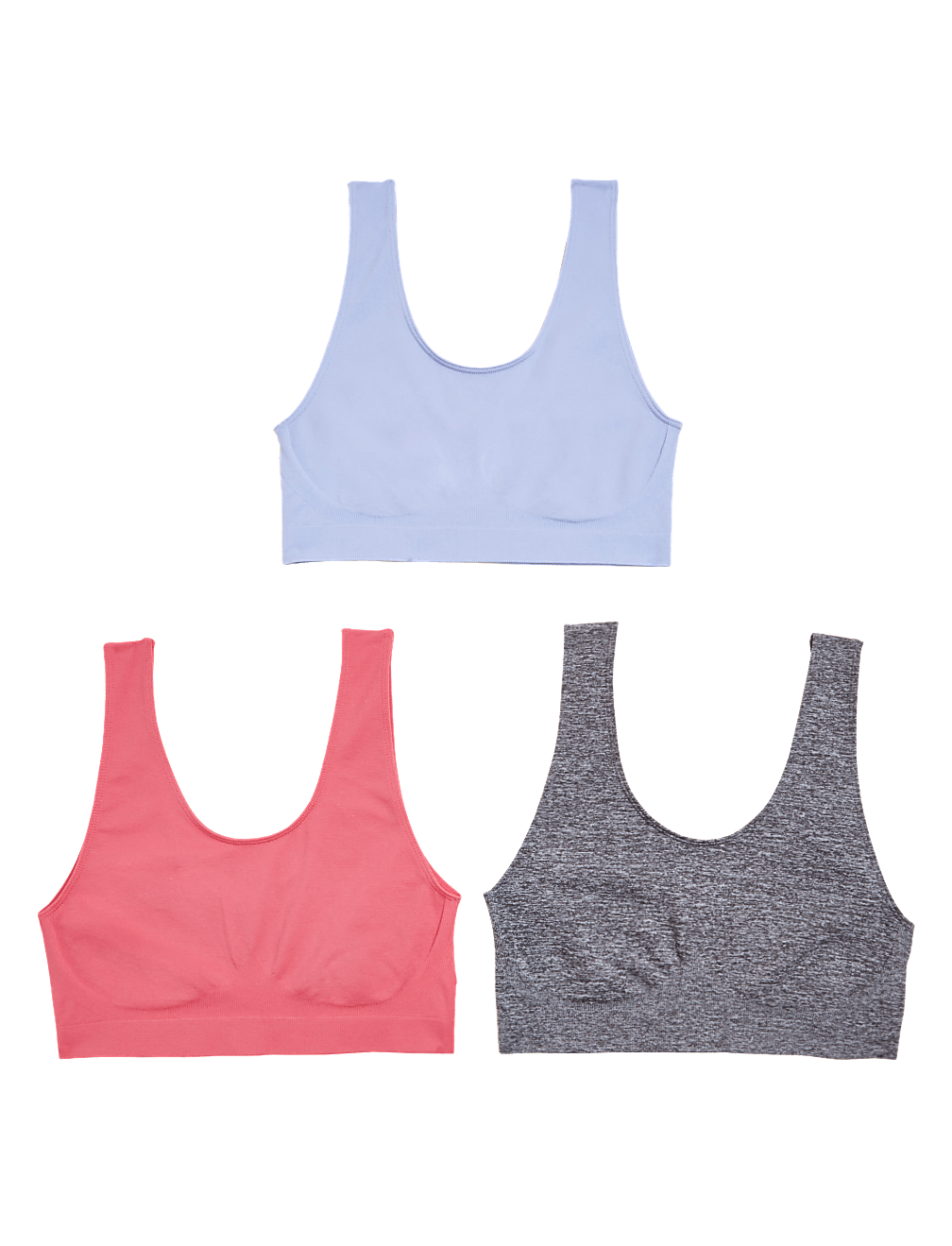 3pk Seamless Non Wired Crop Tops