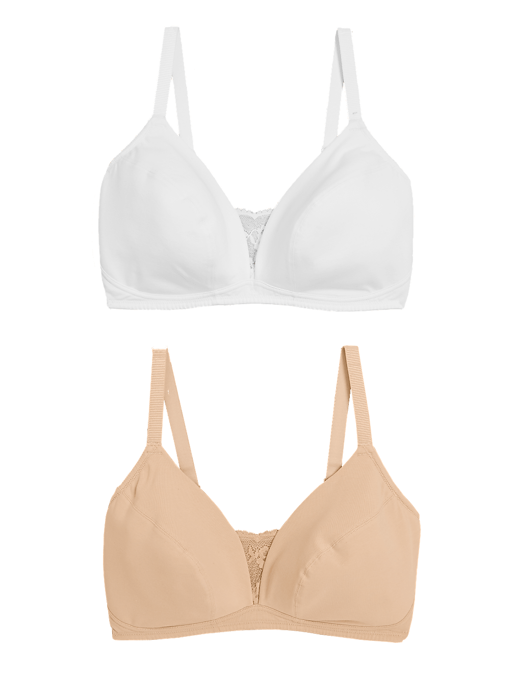 2pk Cotton Rich Non-Wired Full Cup Bras AA-E