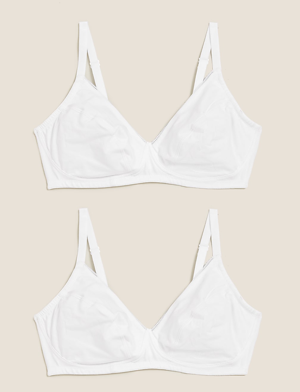 2pk Cotton Rich Non Wired Full Cup Bras A-E
