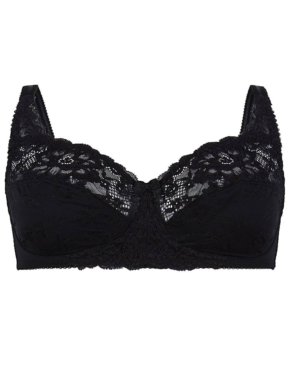 Jacquard & Lace Non-Padded Full Cup Bra