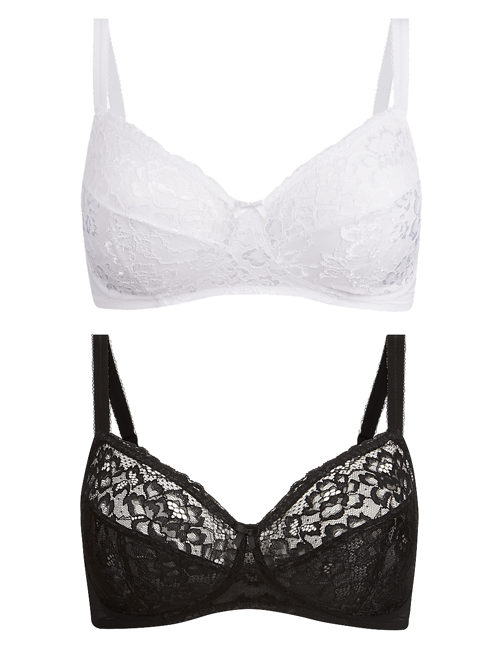 2 Pack Louisa Lace Non-Padded Full Cup Bras A-DD
