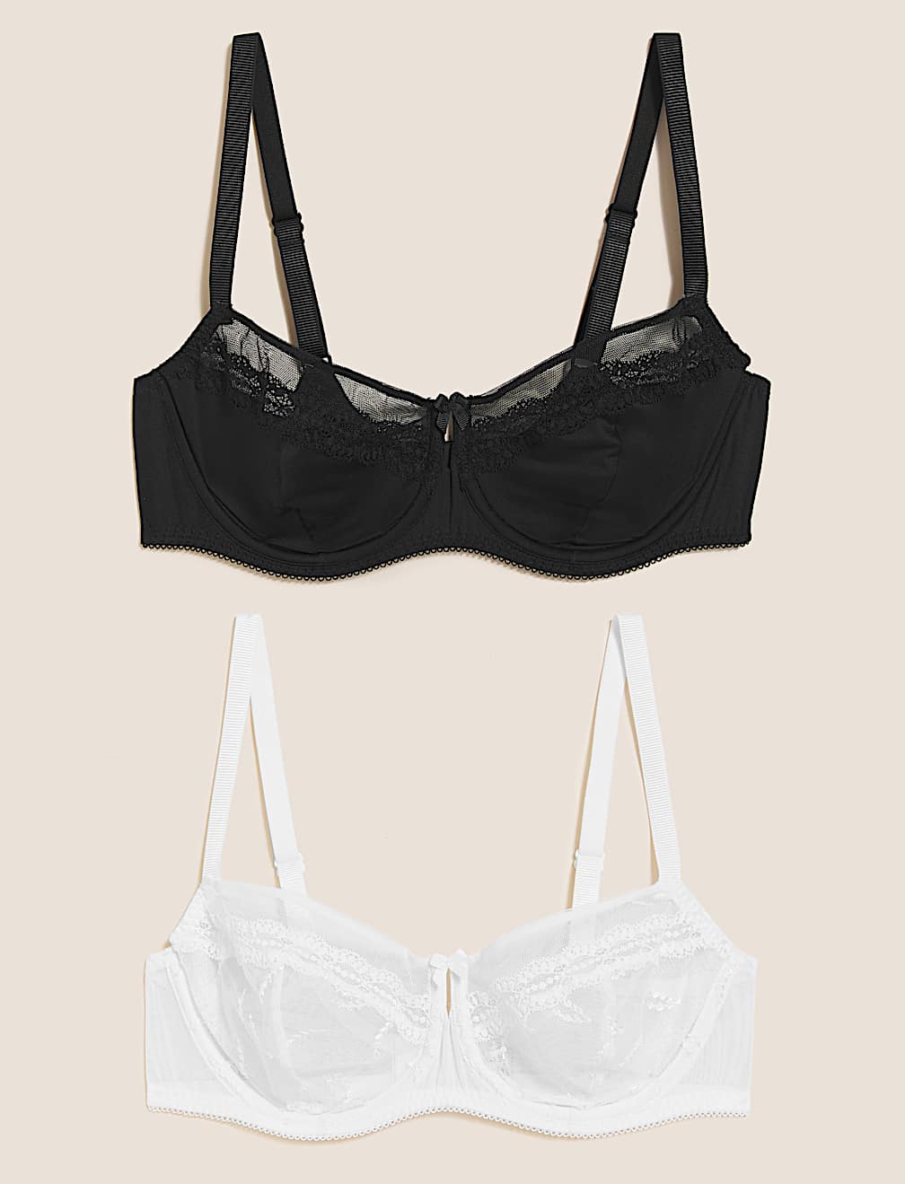 2pk Embroidered Balcony Bras B-E