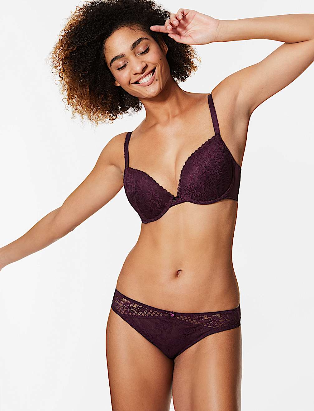 2 Pack Lace Embroidered Push-up Plunge Bras