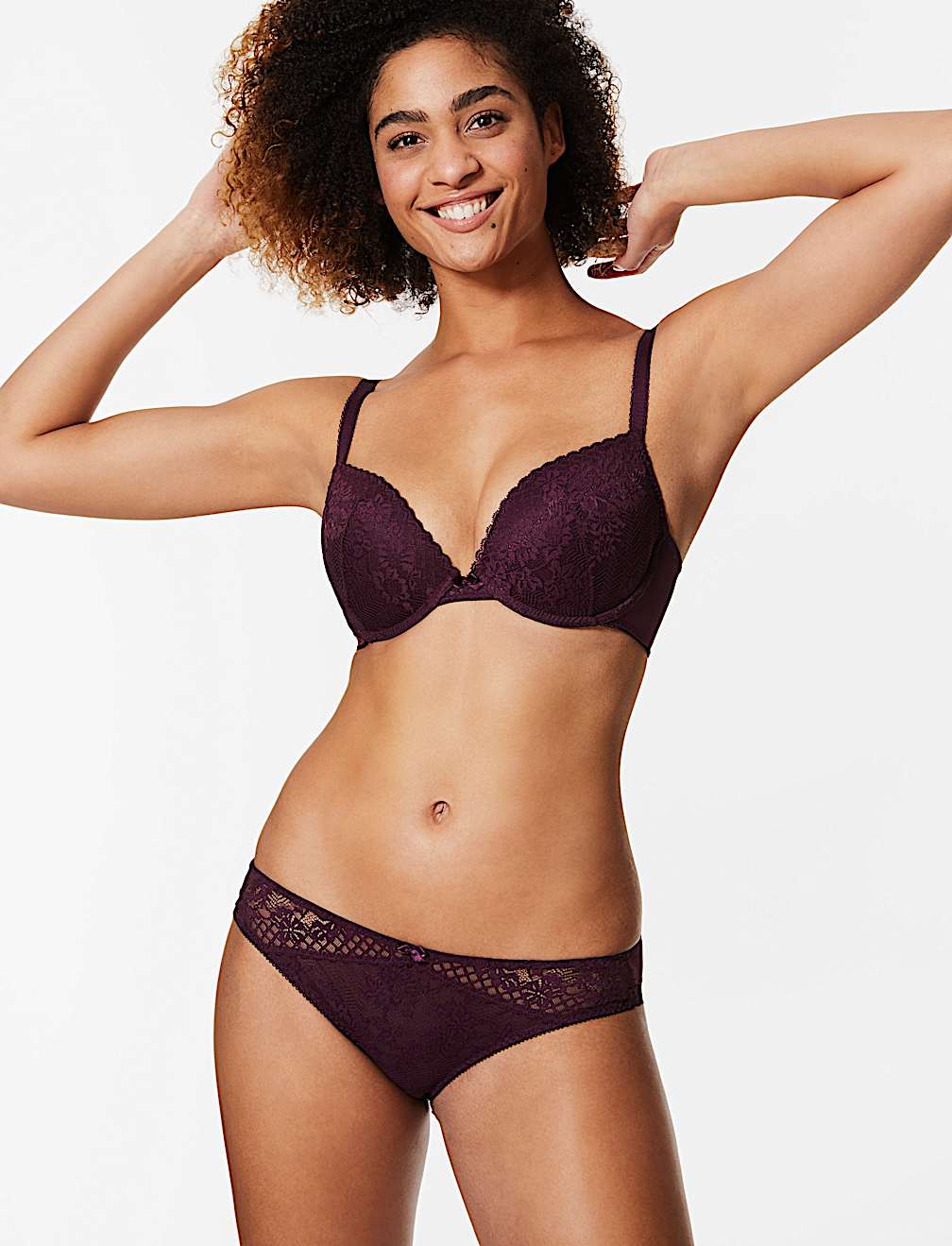 2 Pack Lace Embroidered Push-up Plunge Bras