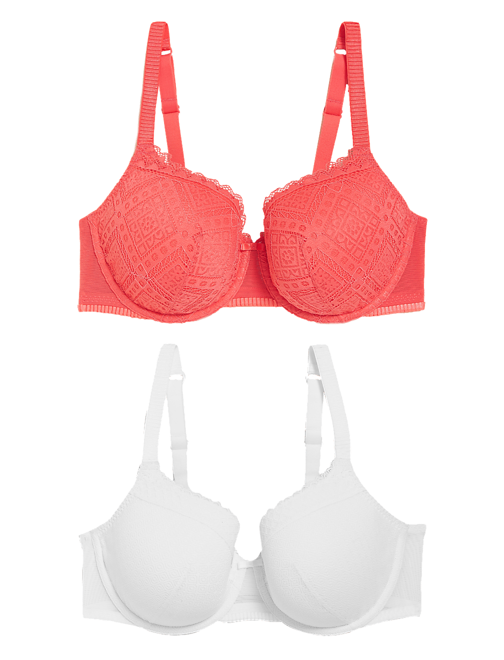 2pk Mesh Lace Full Cup Bras A-E