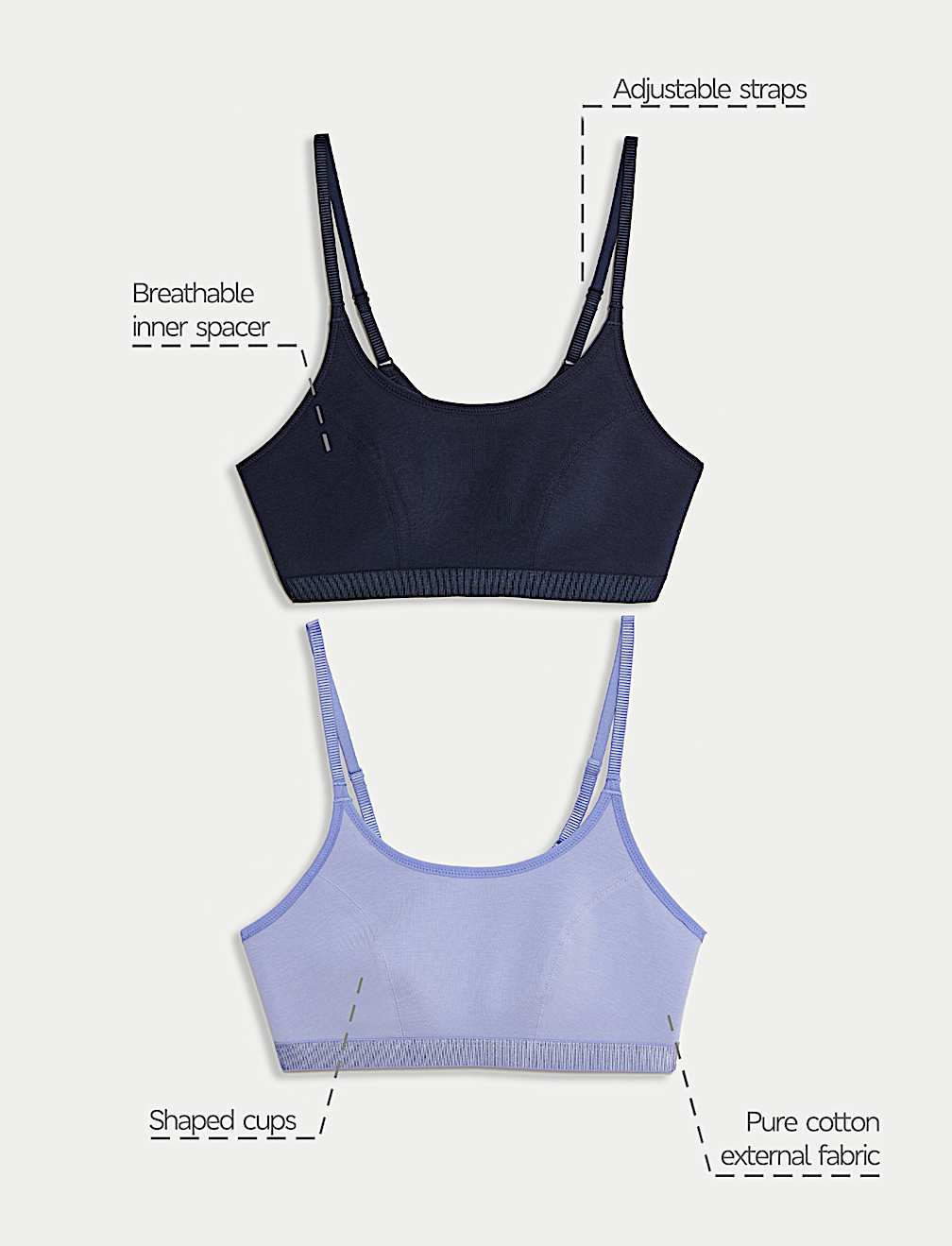 2pk Non Wired Crop Top First Bras